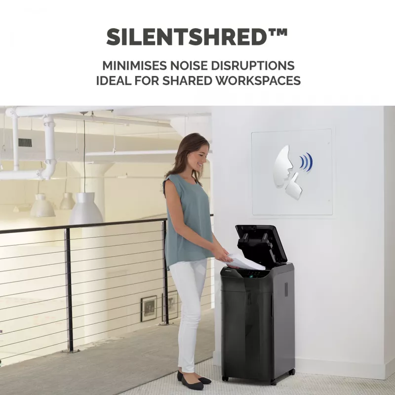 Fellowes Destructora de papel 350 hojas alimentación automática corte en partículas Destructora AutoMax 350C con depósito de 68 litros alta seguridad P4