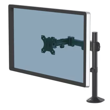 Fellowes Soporte de monitor Reflex - Soporte de monitor para pantallas de 8 kg y 32 pulgadas - Soporte de monitor de escritorio ajustable - Inclinación 45° Giro 180° Rotación 360°, VESA 75 x 75/100 x 100 - Negro