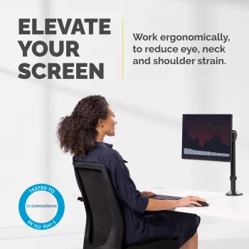 Fellowes Soporte de monitor Reflex - Soporte de monitor para pantallas de 8 kg y 32 pulgadas - Soporte de monitor de escritorio ajustable - Inclinación 45° Giro 180° Rotación 360°, VESA 75 x 75/100 x 100 - Negro