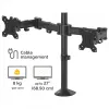 Fellowes Brazo doble para monitor Reflex – Soporte doble para monitores de 8 kg y 27 pulgadas – Soporte de monitor de escritorio ajustable – Inclinación 45° Giro 180° Rotación 360°, VESA 75 x 75/100 x 100 – Negro