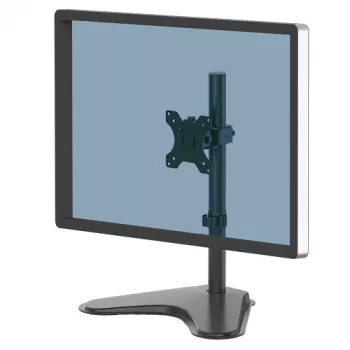 Fellowes Seasa Brazo de monitor individual - Soporte de monitor de pie para pantallas de 8 kg y 32 pulgadas - Brazo de monitor ajustable ergonómico - Inclinación 45° Giro 120° Rotación 360°, VESA 75 x 75/100 x 100 - Negro