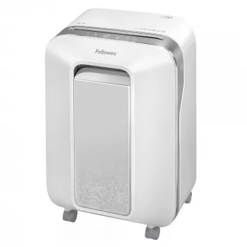 Fellowes Powershred LX201 Destructora de papel microcorte blanca, microcorte, 23 cm, 2 x 12 mm, 22 L, táctil, 4 ruedas