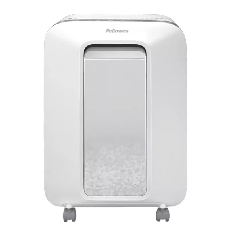 Fellowes Powershred LX201 Destructora de papel microcorte blanca, microcorte, 23 cm, 2 x 12 mm, 22 L, táctil, 4 ruedas