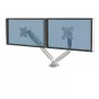 Fellowes Platinum Series Brazo doble para monitor - Soporte para dos monitores de 8 kg y 40 pulgadas - Soporte doble de monitor de escritorio ajustable - Inclinación 45° Giro 180ᵒ Rotación 360ᵒ, VESA 75 x 75/100 x 100 - Plata