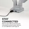 Fellowes Platinum Series Brazo doble para monitor - Soporte para dos monitores de 8 kg y 40 pulgadas - Soporte doble de monitor de escritorio ajustable - Inclinación 45° Giro 180ᵒ Rotación 360ᵒ, VESA 75 x 75/100 x 100 - Plata