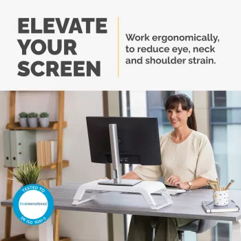 Fellowes Soporte para monitor de ordenador con 3 alturas ajustables - Hana LT Elevador de monitor - Soporte de monitor ajustable ergonómico para ordenador - Peso máximo 22,6 kg - Blanco