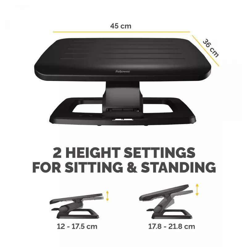 Fellowes Reposapiés bajo el escritorio – Hana LT Reposapiés ergonómico – Reposapiés para oficina y hogar – Negro