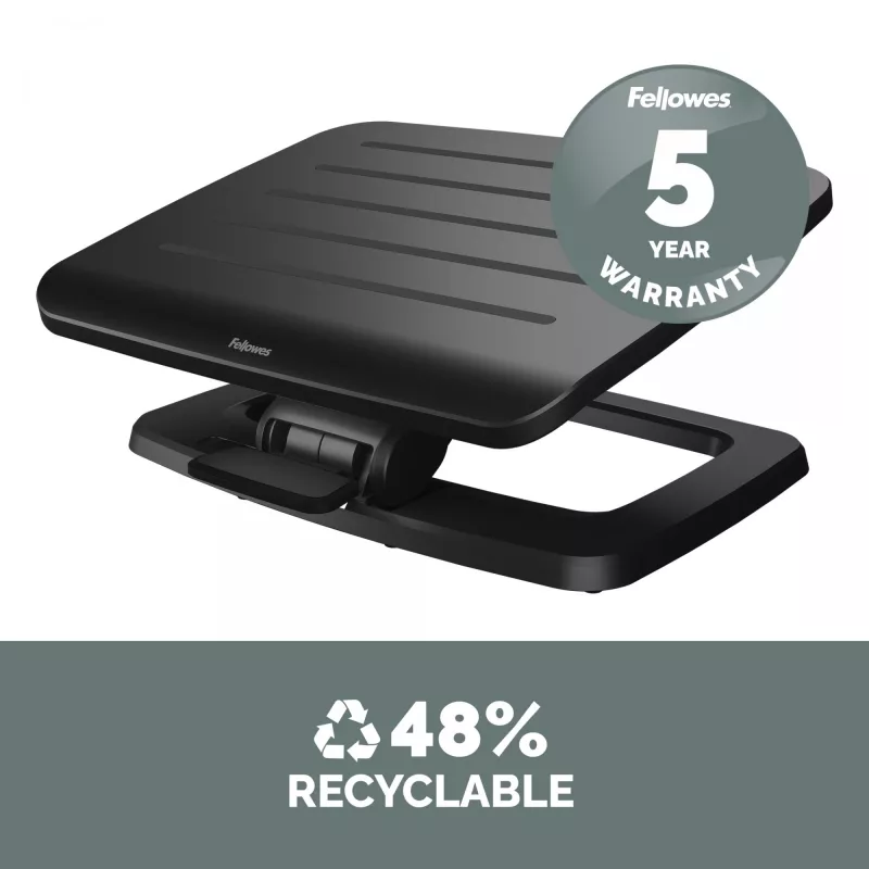 Fellowes Reposapiés bajo el escritorio – Hana LT Reposapiés ergonómico – Reposapiés para oficina y hogar – Negro