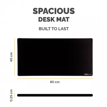 Fellowes Alfombrilla de escritorio para ordenador con base antideslizante, Breyta Alfombrilla de escritorio con protección antibacteriana, Negro