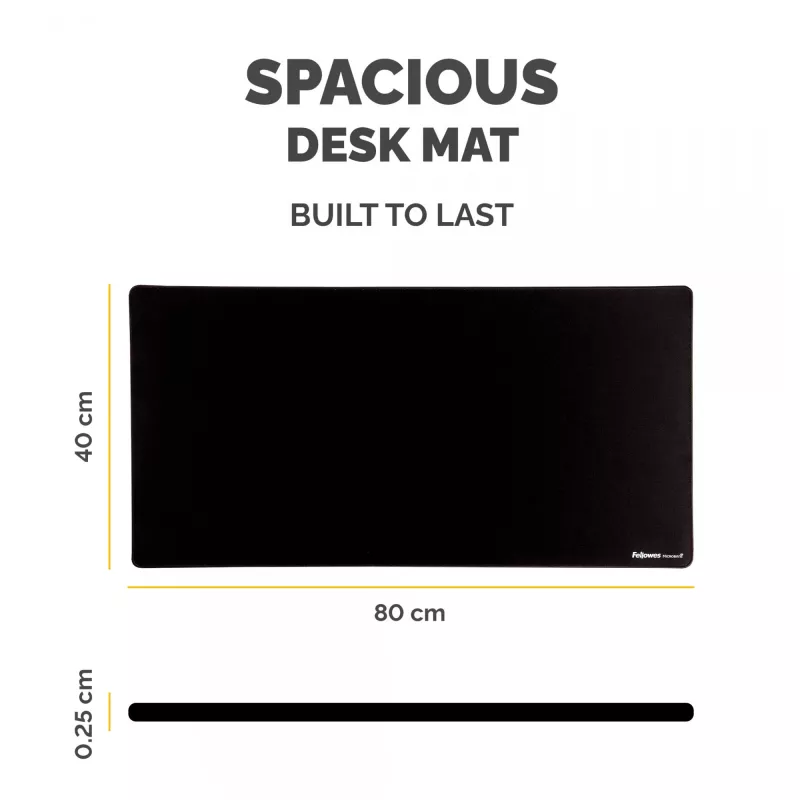 Fellowes Alfombrilla de escritorio para ordenador con base antideslizante, Breyta Alfombrilla de escritorio con protección antibacteriana, Negro
