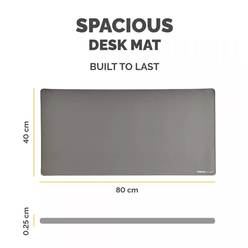 Fellowes Alfombrilla de escritorio para ordenador con base antideslizante Breyta Alfombrilla de escritorio con protección antibacteriana Gris