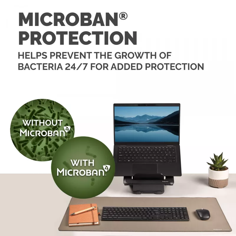Fellowes Alfombrilla de escritorio para ordenador con base antideslizante Breyta Alfombrilla de escritorio con protección antibacteriana Sand