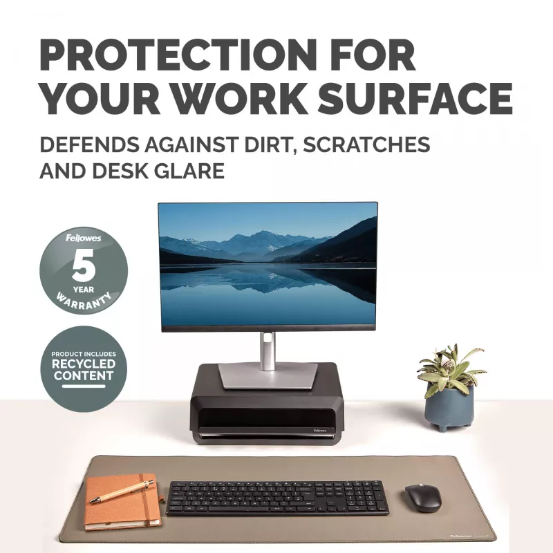 Fellowes Alfombrilla de escritorio para ordenador con base antideslizante Breyta Alfombrilla de escritorio con protección antibacteriana Sand