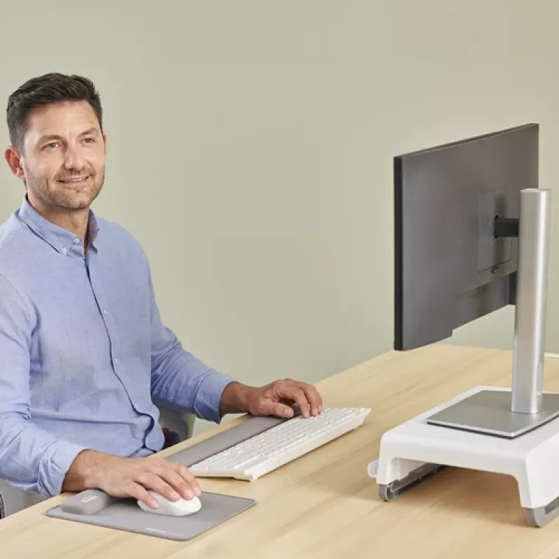 Fellowes Reposamuñecas Breyta Palm Rest con protección antibacteriana reposamuñecas ergonómico Gris