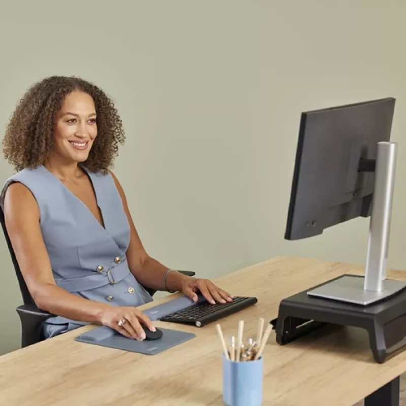 Fellowes Reposamuñecas para teclado Breyta Compact Reposamuñecas para teclado con protección antibacteriana Reposamuñecas ergonómico Marine