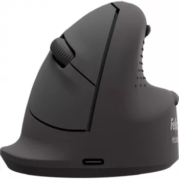 Fellowes Breyta Plus+ Ratón vertical – Pequeño, Diestros, Diseño vertical, Óptico, Bluetooth + USB-C, 2400 DPI, Negro