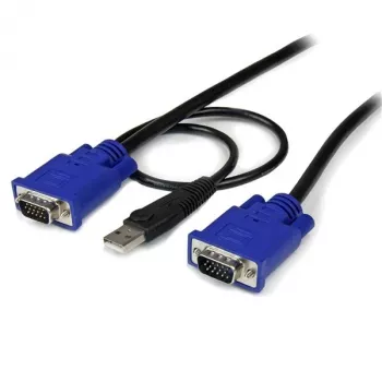 StarTech.com cable KVM USB VGA 2 en 1 ultrafino de 10 ft, 3 m, VGA, negro, USB, USB A + VGA, VGA