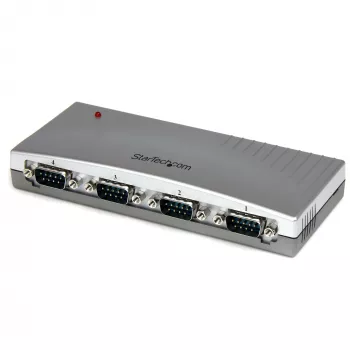 StarTech.com hub adaptador USB a RS232 serie DB9 de 4 puertos, USB, serie, plateado, plástico, CE, FCC, RoHS, 1 W