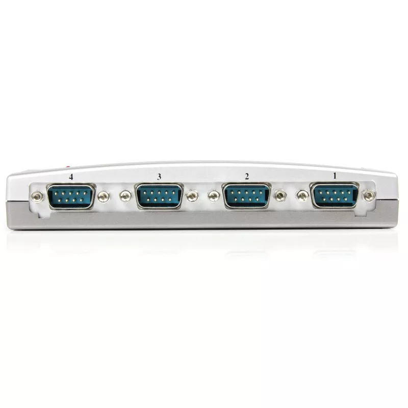 StarTech.com hub adaptador USB a RS232 serie DB9 de 4 puertos, USB, serie, plateado, plástico, CE, FCC, RoHS, 1 W