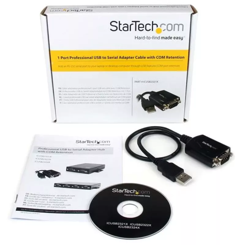 StarTech.com cable adaptador profesional USB a serie de 1,8 m de 1 puerto con retención COM, adaptador USB a RS232 - TAA