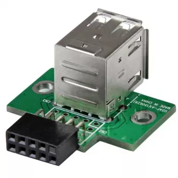 StarTech.com adaptador de cabecera de placa base USB de 2 puertos, IDC, USB 2.0, negro, verde, acero inoxidable, 20 mm, 125 mm, 230 mm