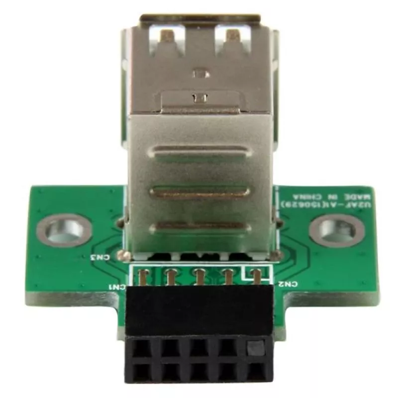 StarTech.com adaptador de cabecera de placa base USB de 2 puertos, IDC, USB 2.0, negro, verde, acero inoxidable, 20 mm, 125 mm, 230 mm