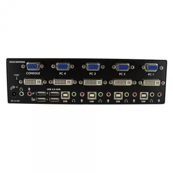 StarTech.com switch KVM USB DVI VGA de doble monitor de 4 puertos con audio y hub USB 2.0