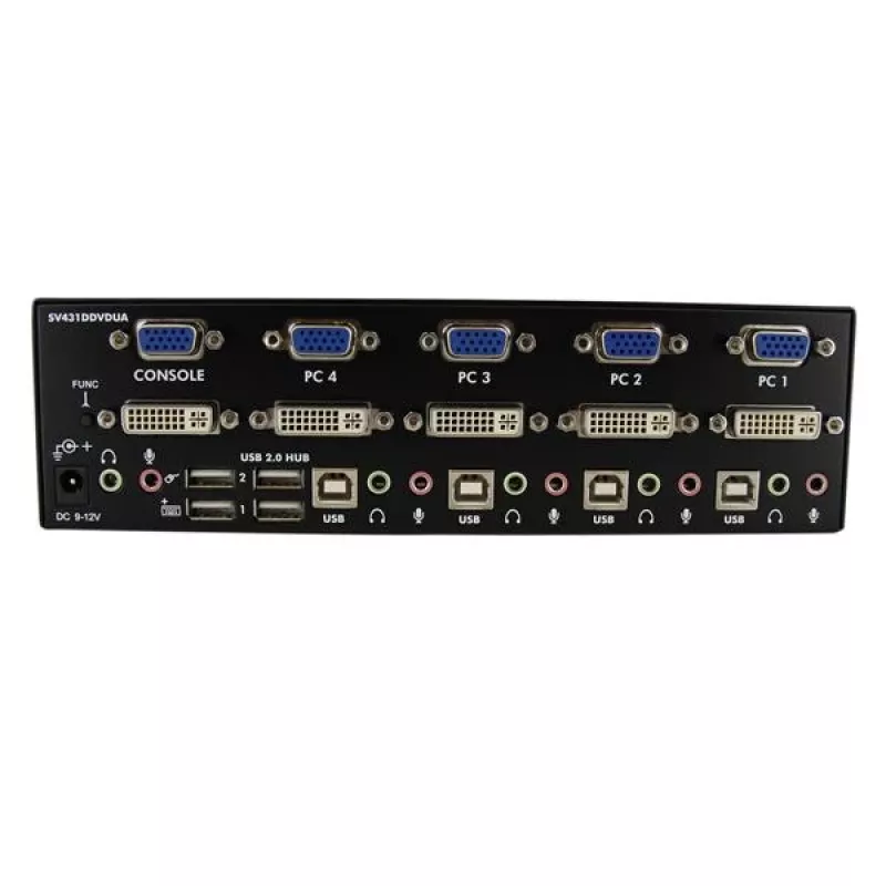 StarTech.com switch KVM USB DVI VGA de doble monitor de 4 puertos con audio y hub USB 2.0