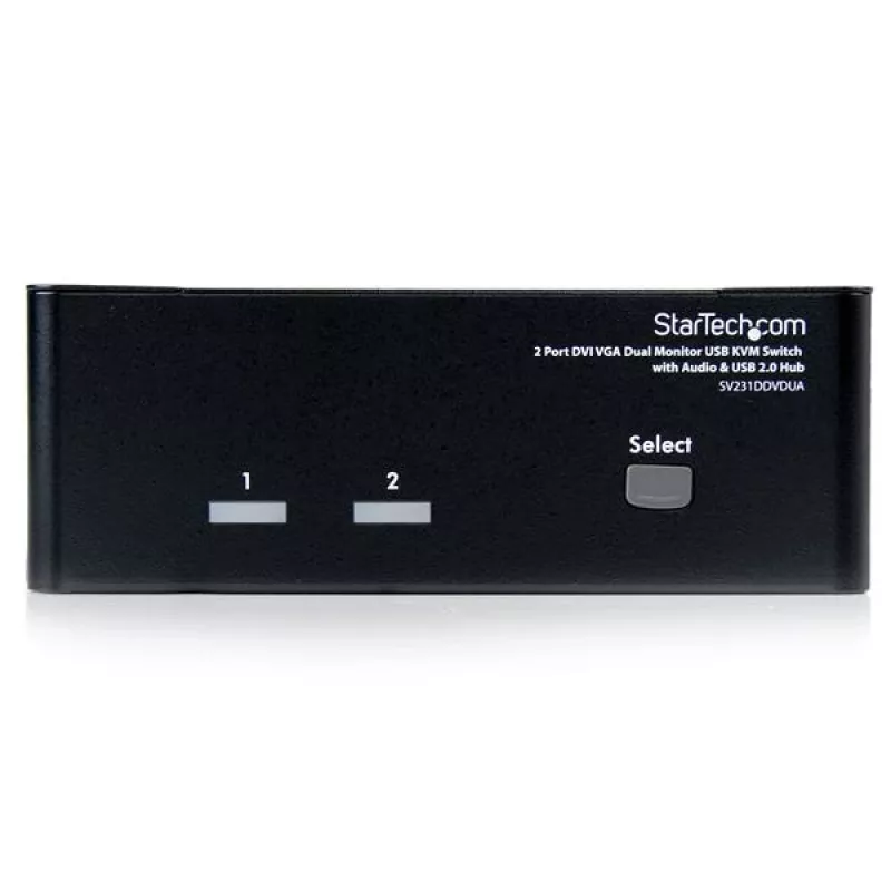 StarTech.com switch KVM USB DVI VGA de doble monitor de 2 puertos con audio y hub USB 2.0