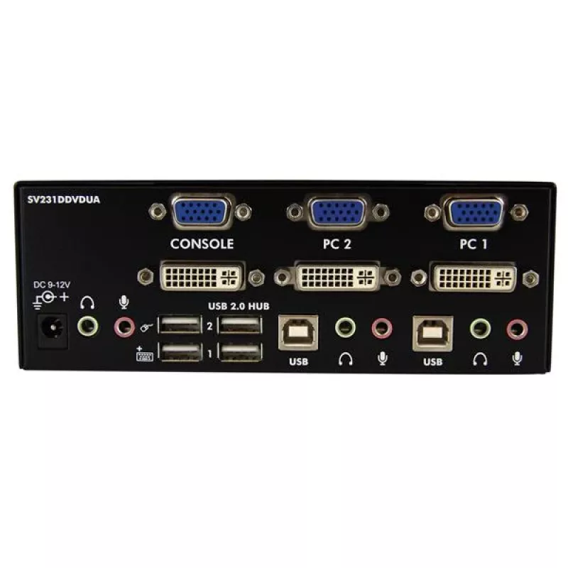 StarTech.com switch KVM USB DVI VGA de doble monitor de 2 puertos con audio y hub USB 2.0