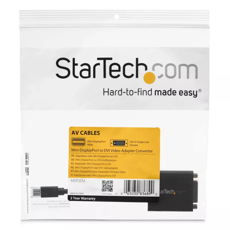 StarTech.com adaptador Mini DisplayPort a DVI - convertidor Mini DP a DVI-D - vídeo 1080p - certificado VESA - mDP o Thunderbolt 1/2 Mac/PC a monitor DVI - mDP 1.2 a DVI Single-Link