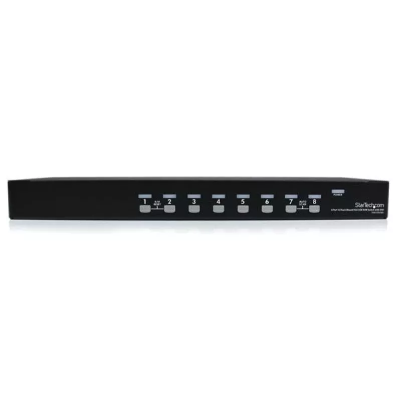 StarTech.com switch KVM USB para rack de 1U de 8 puertos con OSD, 1920 x 1440 píxeles, montaje en rack, 1U, negro
