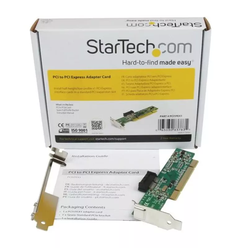 StarTech.com tarjeta adaptadora PCI a PCI Express, PCI, PCIe, PCI 2.3, CE, FCC, TAA, Pericom - PI7C9X111SL, 0 - 85 °C
