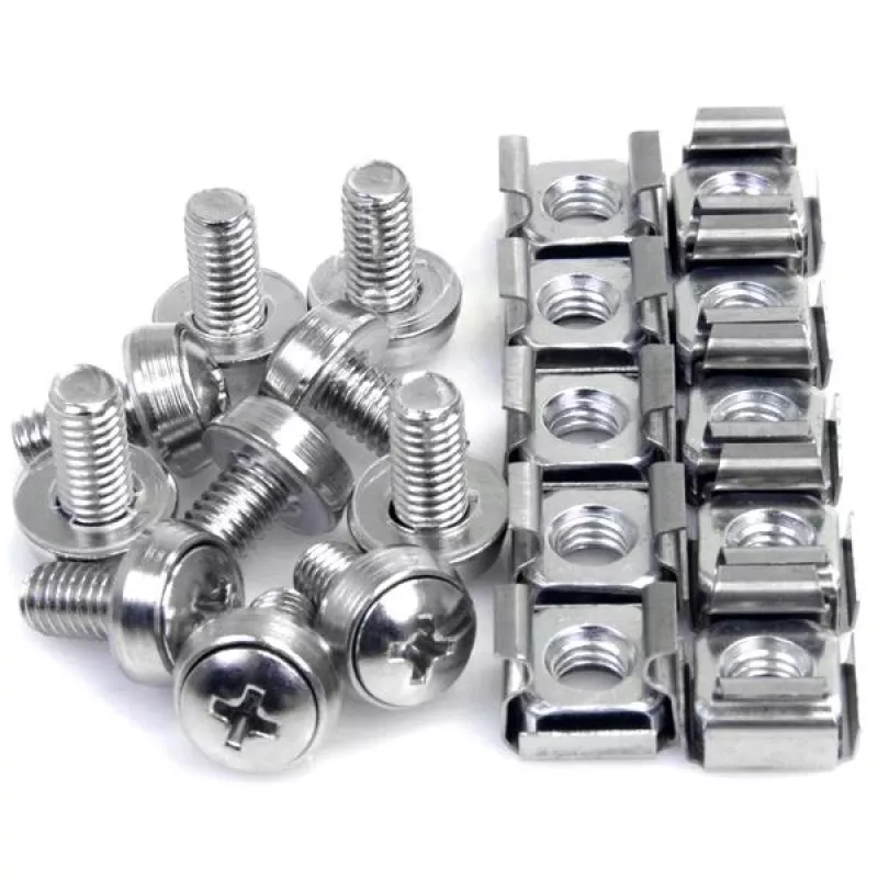 StarTech.com 50 uds. tornillos de montaje M6 y tuercas de jaula para armario rack de servidor