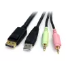 StarTech.com cable de conmutador KVM USB DisplayPort 4 en 1 de 6ft con audio y micrófono