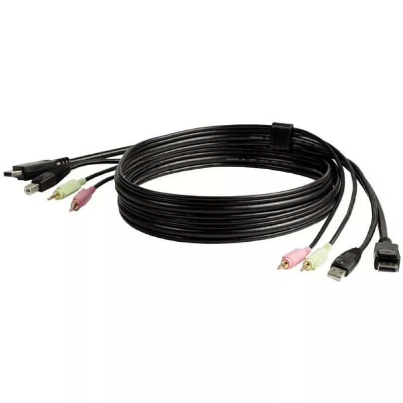 StarTech.com cable de conmutador KVM USB DisplayPort 4 en 1 de 6ft con audio y micrófono
