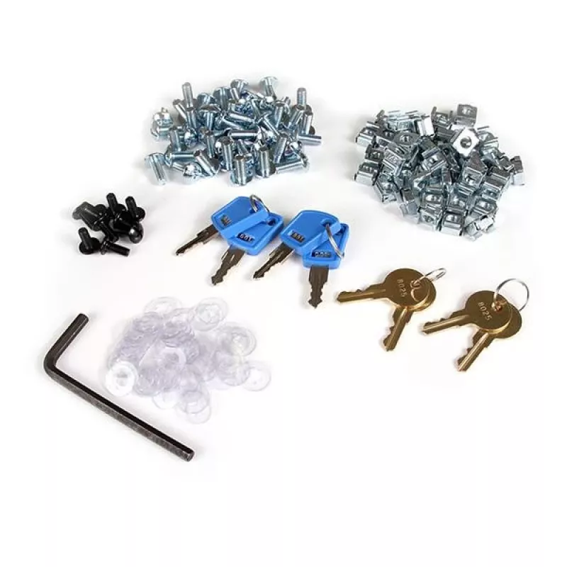 StarTech.com armario rack de servidor 25U de 4 postes, armario rack de datos de 19 pulgadas con cerradura para equipos informáticos/AV/IT, rack de red de oficina/hogar con ruedas y guías de montaje ajustables