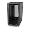 StarTech.com armario rack de servidor 25U de 4 postes, armario rack de datos de 19 pulgadas con cerradura para equipos informáticos/AV/IT, rack de red de oficina/hogar con ruedas y guías de montaje ajustables