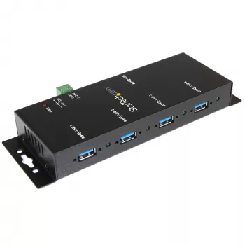 StarTech.com hub USB 3.0 industrial de 4 puertos con protección ESD~hub USB 3.0 de 4 puertos - 5Gbps - hub USB-A industrial de metal - hub de datos USB para montaje en pared o escritorio - conforme TAA hub de expansión USB