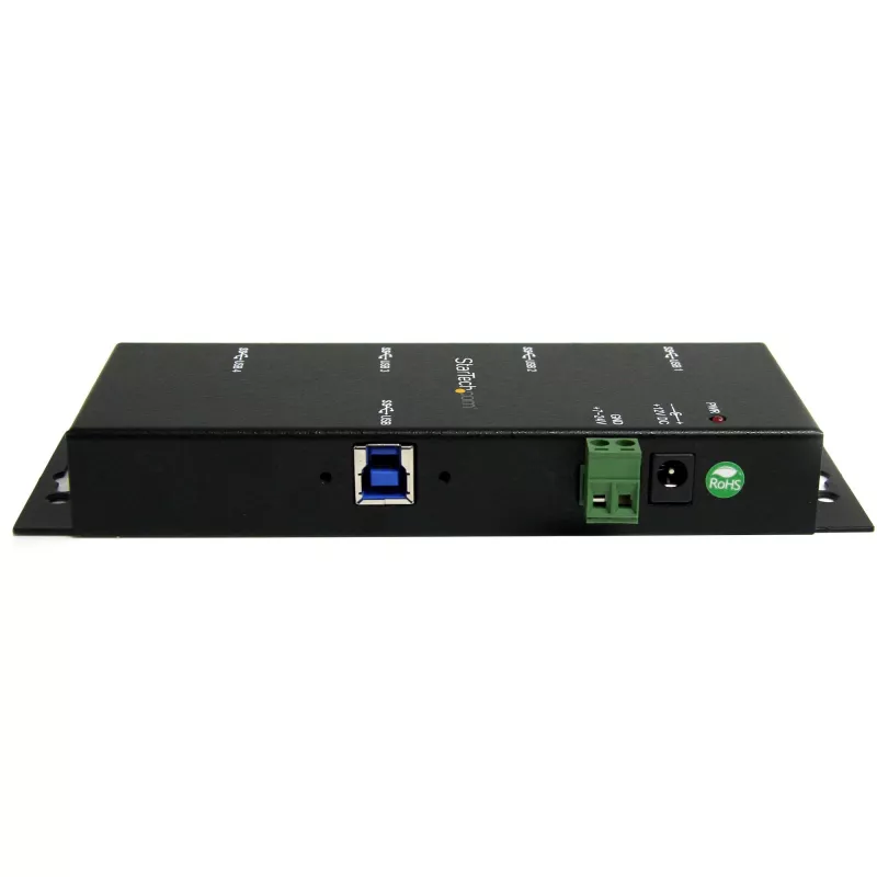 StarTech.com hub USB 3.0 industrial de 4 puertos con protección ESD~hub USB 3.0 de 4 puertos - 5Gbps - hub USB-A industrial de metal - hub de datos USB para montaje en pared o escritorio - conforme TAA hub de expansión USB