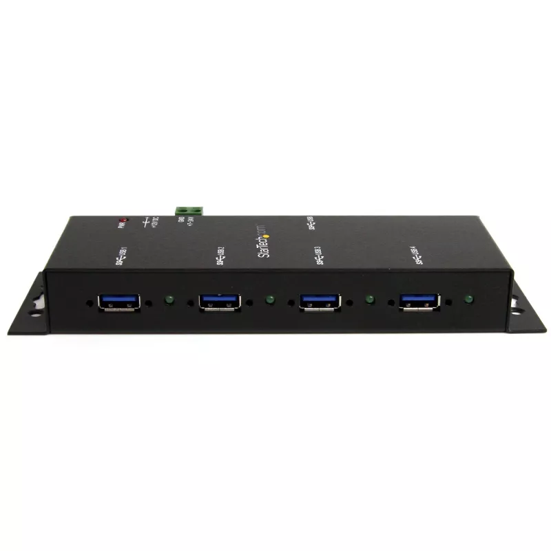StarTech.com hub USB 3.0 industrial de 4 puertos con protección ESD~hub USB 3.0 de 4 puertos - 5Gbps - hub USB-A industrial de metal - hub de datos USB para montaje en pared o escritorio - conforme TAA hub de expansión USB