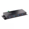 StarTech.com hub USB 3.0 industrial de 4 puertos con protección ESD~hub USB 3.0 de 4 puertos - 5Gbps - hub USB-A industrial de metal - hub de datos USB para montaje en pared o escritorio - conforme TAA hub de expansión USB