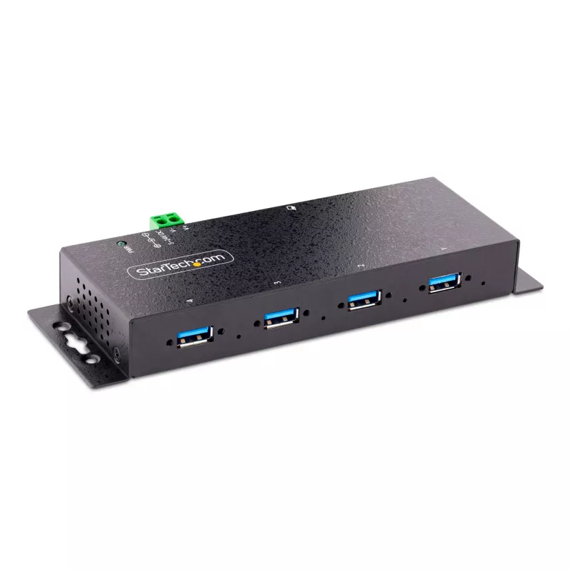 StarTech.com hub USB 3.0 industrial de 4 puertos con protección ESD~hub USB 3.0 de 4 puertos - 5Gbps - hub USB-A industrial de metal - hub de datos USB para montaje en pared o escritorio - conforme TAA hub de expansión USB