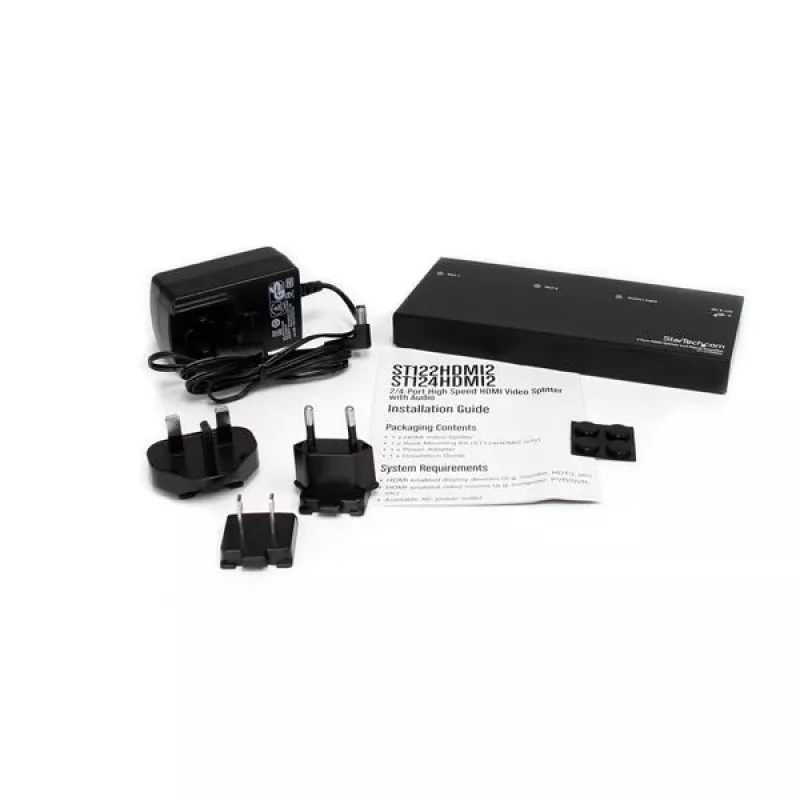 StarTech.com divisor HDMI de 2 puertos y amplificador de señal, HDMI, 2x HDMI, 1920 x 1200 píxeles, negro, acero, 15 m