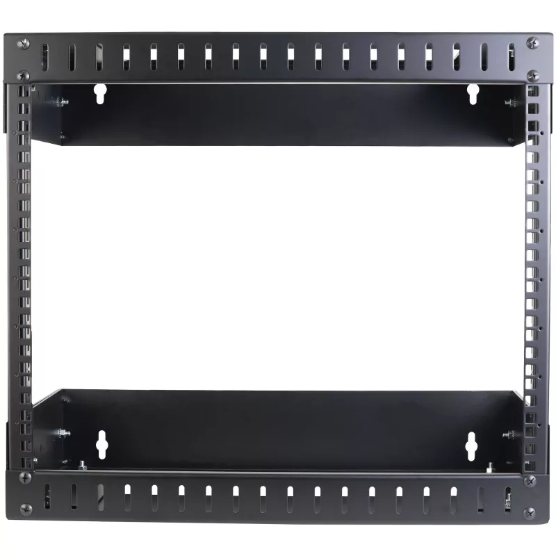 StarTech.com rack de red de montaje en pared 8U 19 pulgadas – profundidad ajustable 12–20 pulgadas rack de servidor de 2 postes open frame para equipos AV/datos/IT/comunicaciones/ordenadores/conmutador con tuercas de jaula y tornillos