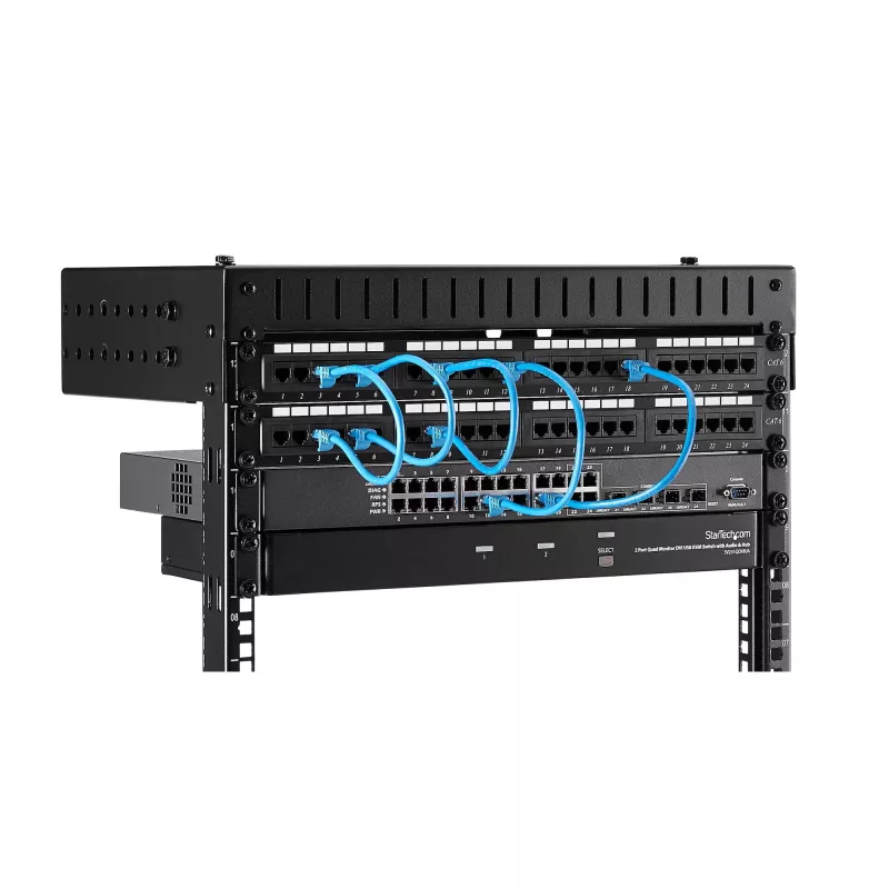 StarTech.com rack de red de montaje en pared 8U 19 pulgadas – profundidad ajustable 12–20 pulgadas rack de servidor de 2 postes open frame para equipos AV/datos/IT/comunicaciones/ordenadores/conmutador con tuercas de jaula y tornillos