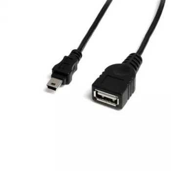 StarTech.com cable Mini USB 2.0 de 1 ft - USB A a Mini B H/M, 0,3 m, USB A, Mini-USB B, conector macho/hembra, 0,48 Gbit/s, negro