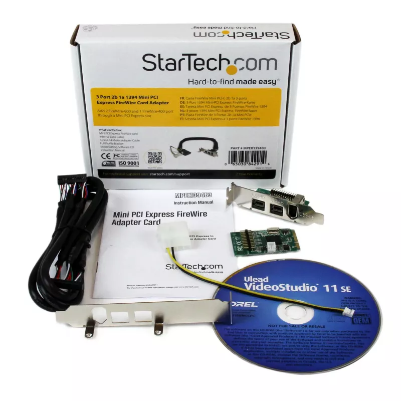 StarTech.com adaptador de tarjeta FireWire Mini PCI Express 1394 de 3 puertos 2b 1a
