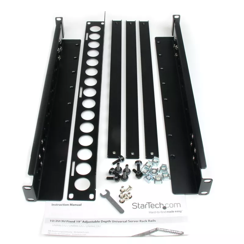 StarTech.com guías universales para rack de servidor 1U, guías de montaje de profundidad ajustable para servidor, guías de montaje para rack de 19 pulgadas