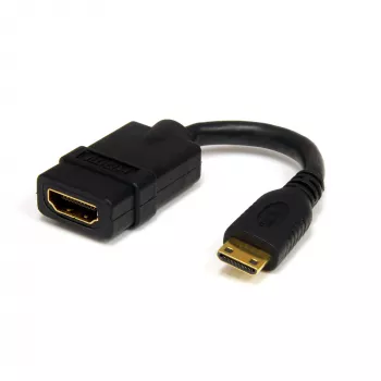 StarTech.com Adaptador Mini HDMI a HDMI de 5in - Adaptador HDMI High Speed 4K - Adaptador HDMI High Speed 4K 30Hz Ultra HD - HDMI 1.4 - conectores chapados en oro - Adaptador Mini HDMI UHD 4K - negro